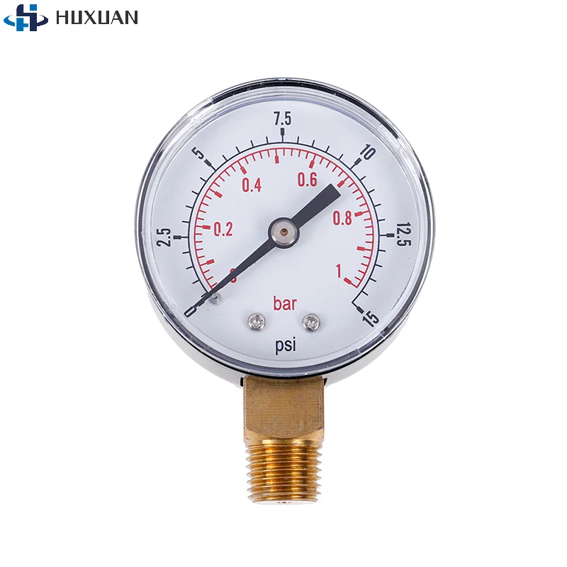 1Pcs 1/4 BSPT Low Pressure Gauge For Fuel Air Oil Gas Water 0-15 PSI 0-1 Bar 70*50*22mm
