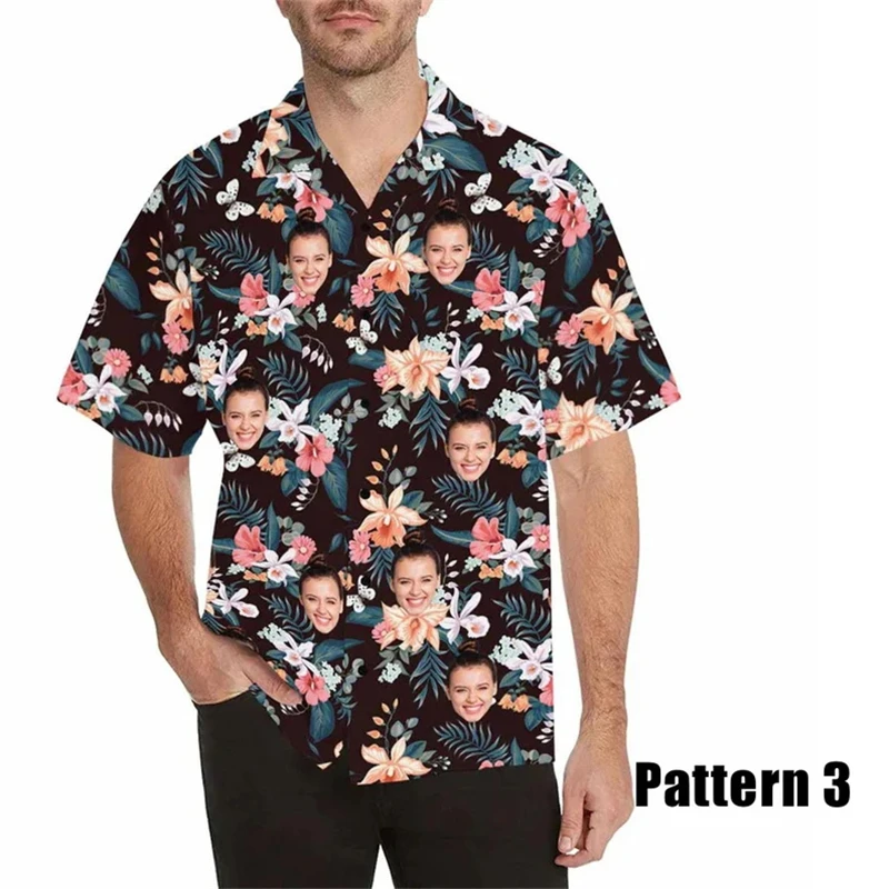 

Custom Face Hawaiian Shirt For Men Women Family Personalized Photo Floral Print Button Down Short Sleeve Beach Shirt Vacation