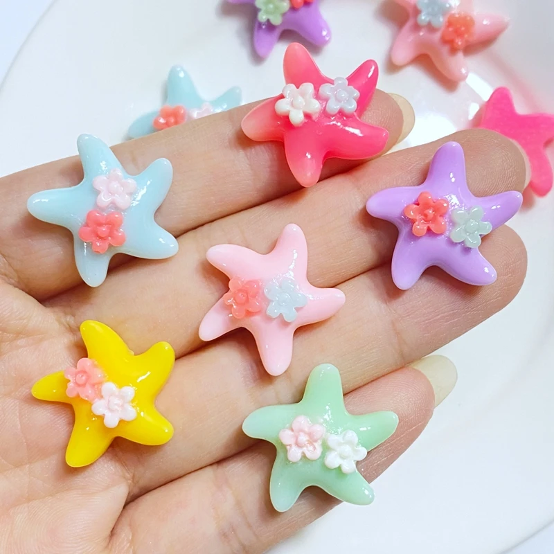 20pcs New Cute 20mm Resin Mini Starfish Flat Back Cabochon Scrapbook Kawaii DIY Embellishments Accessories image 3