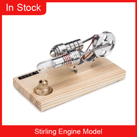 Wooden Base Stirling Engine Model Engine Generator Science Educational Toy Birthday Gift