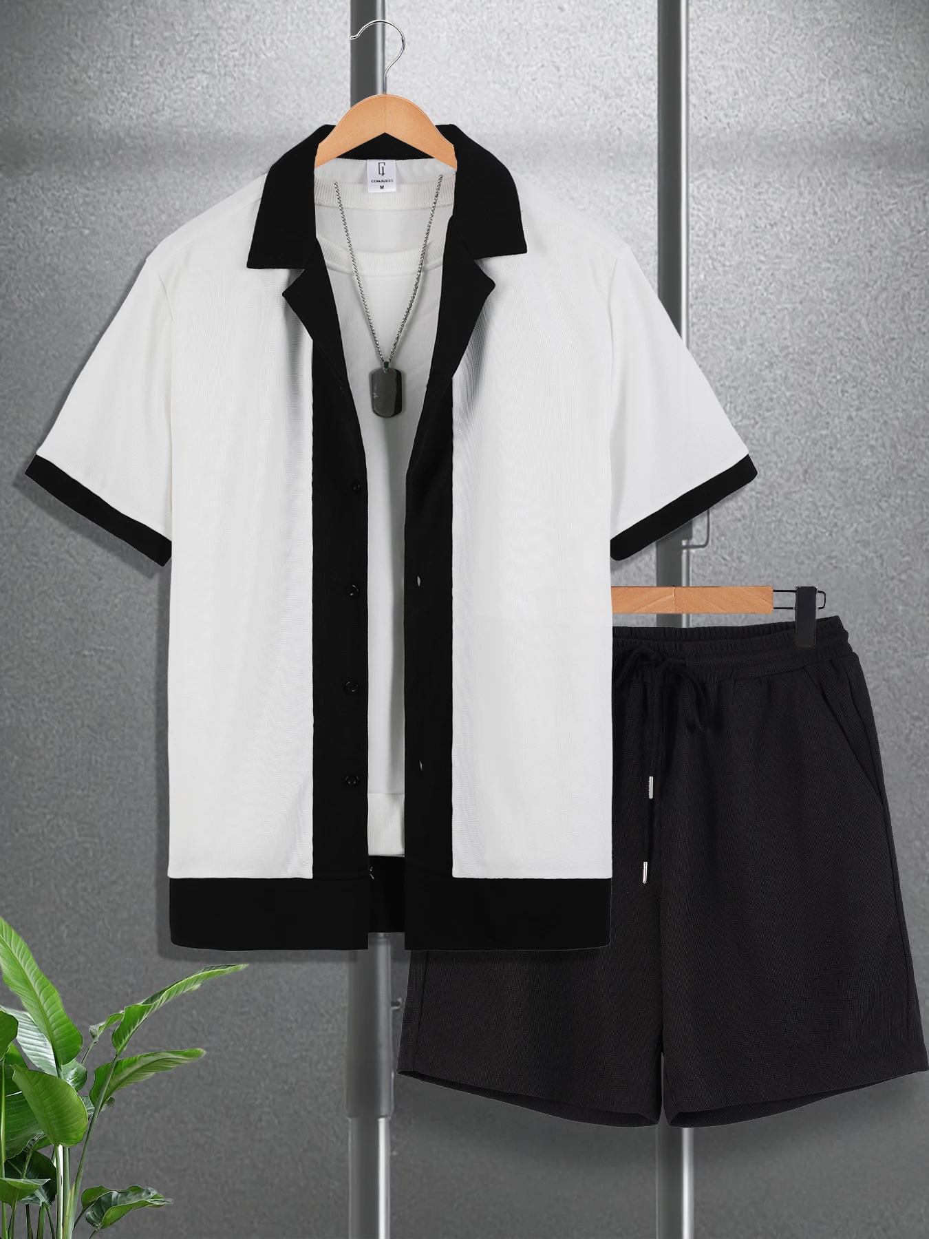 Completo da uomo bicolore bian - Short Sleeve Bowling Shirt Retro recensione e prezzo