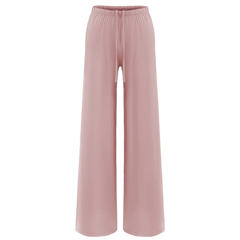 Pantalones de pierna ancha de cintura alta para mujer, pantalón informal de corte recto, holgado, con cintura elástica, pantalones largos Dstring Pure Desire Sle