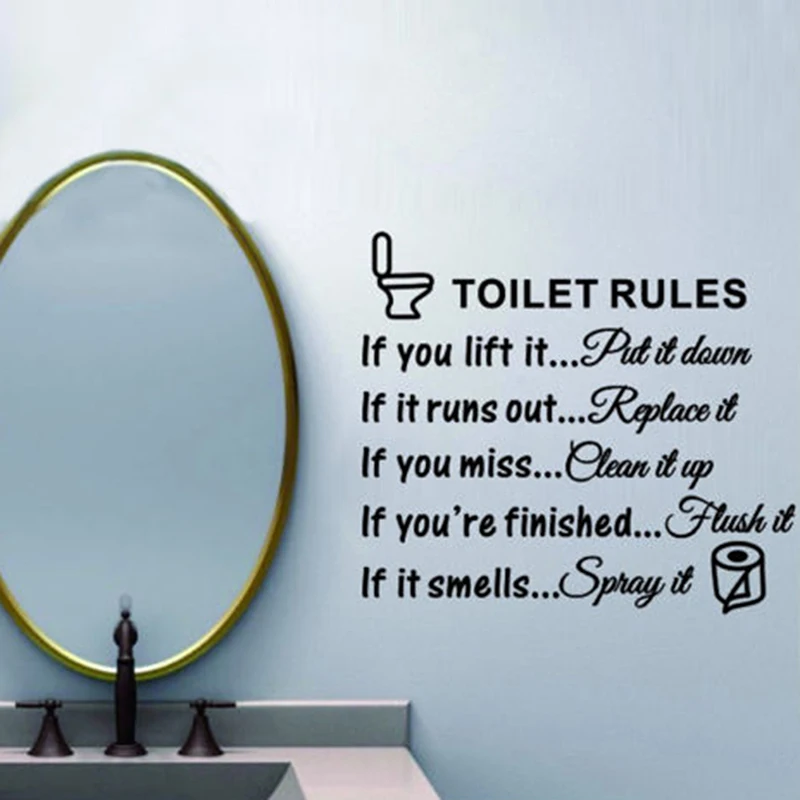 Toilet Rules Bathroom Removable Wall Sticker Vinyl Art Decals DIY Home Deco