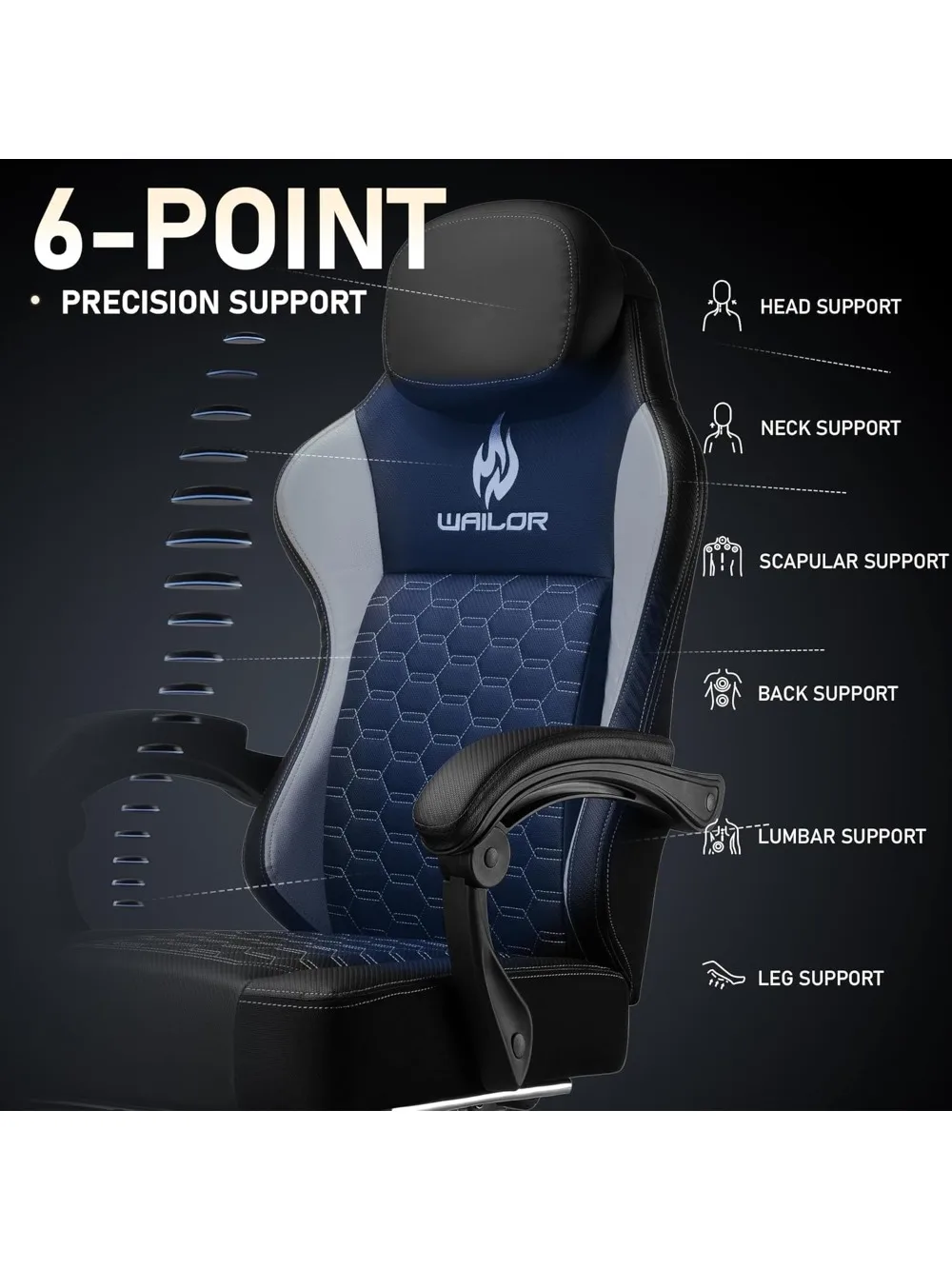 كرسي ألعاب مع وسادة زنبركية للجيب، كرسي كمبيوتر لألعاب الفيديو مع مسند للقدمين للبالغين، كرسي جلدي عالي الظهر