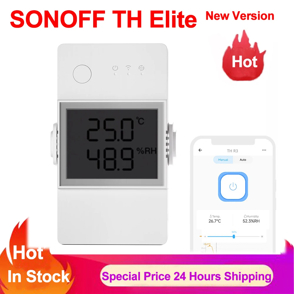 SONOFF TH Elite 16A 20A Wifi Smart Temperature and Humidity Monitoring Remote Control Switch THS01 DS18B20 RL560 Sensor Alexa