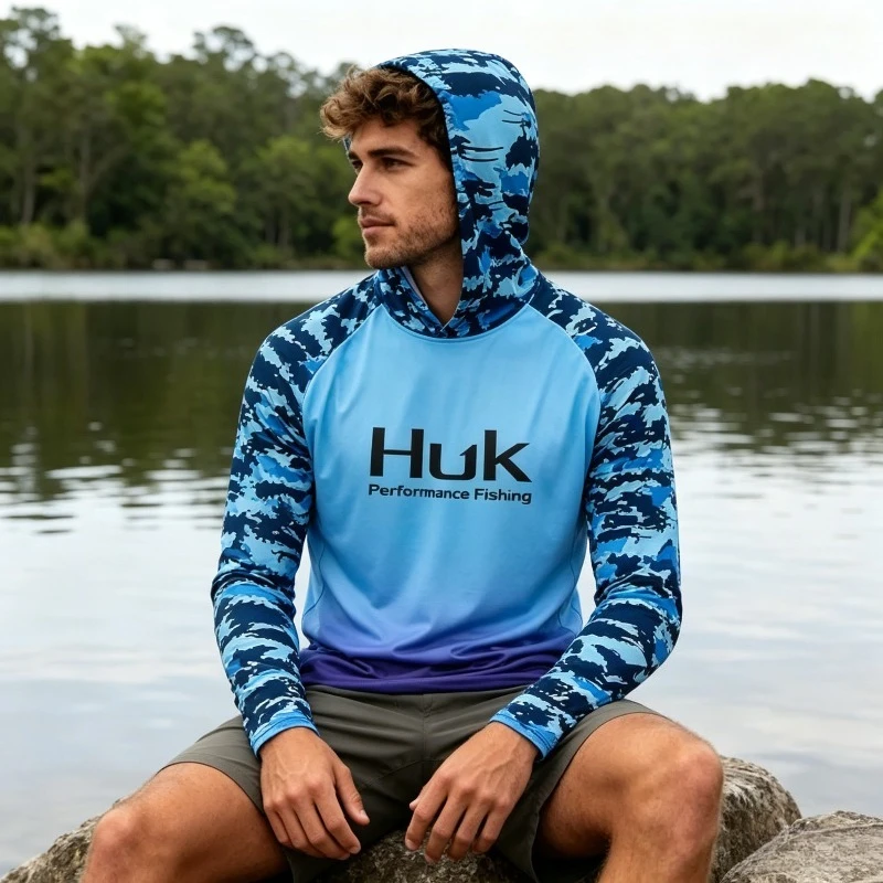 

Мужские рыболовные футболки-худи 2026: летняя одежда для рыбалки, кемпинга и походов, защита от солнца UPF 50+, дышащие