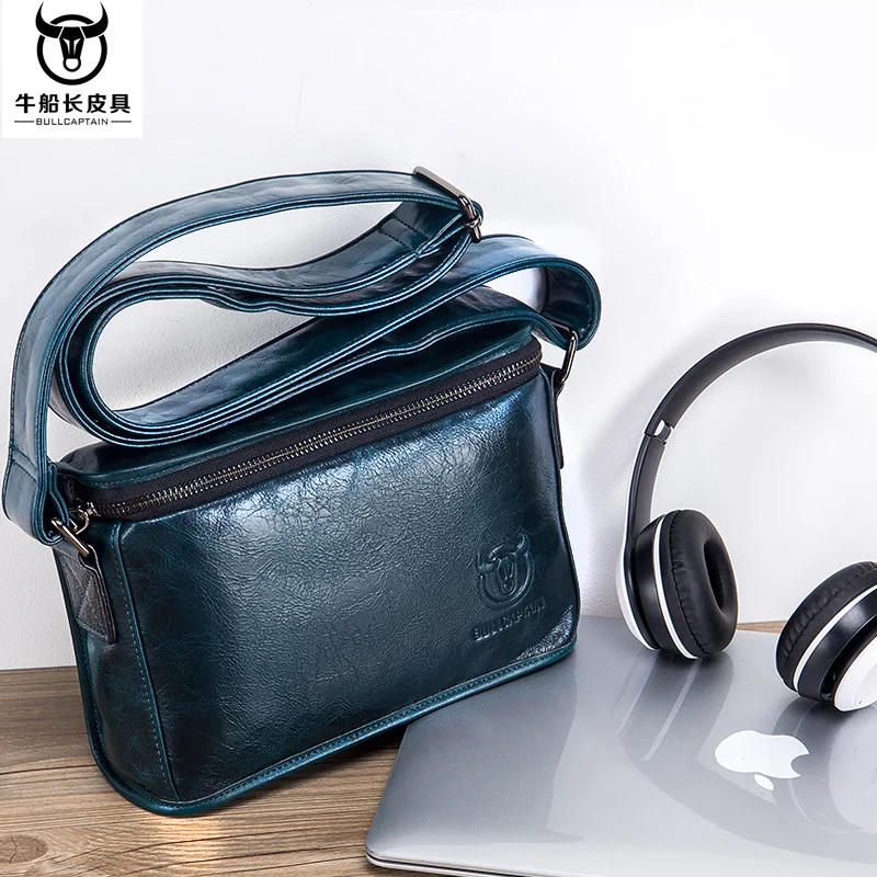 

Shoulder bag Male leather horizontal small square baotou layer cowhide mobile phone bag ipad crossbody travel wallet