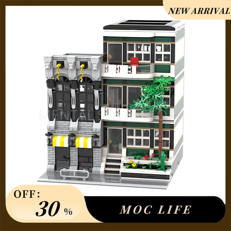 NEW 3378PCS Customized MOC Bar & Residential House Building Blocks Technology Bricks DIY Creative Assembly Toys Holiday Gifts