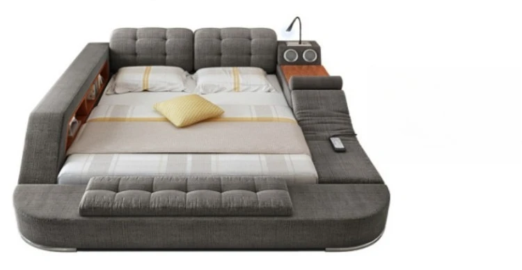 

Fabric, tatami, modern simple master bedroom double bed 1.8 meters multi-functional wedding bed Fabric soft bed
