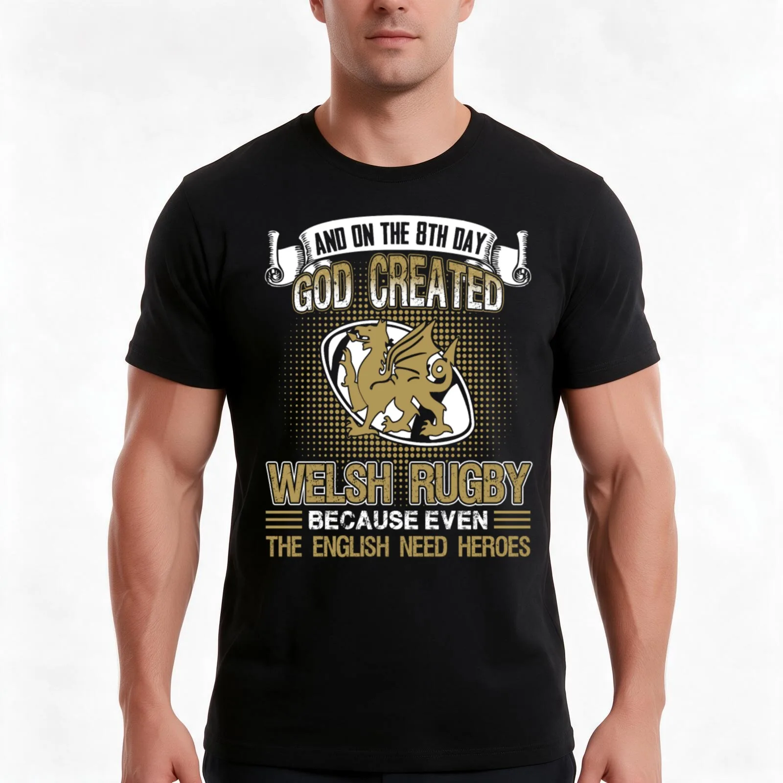God Created Welsh Rugby Tshirt T-Shirt Summer Casual Cotton Tee Unisex Men Women