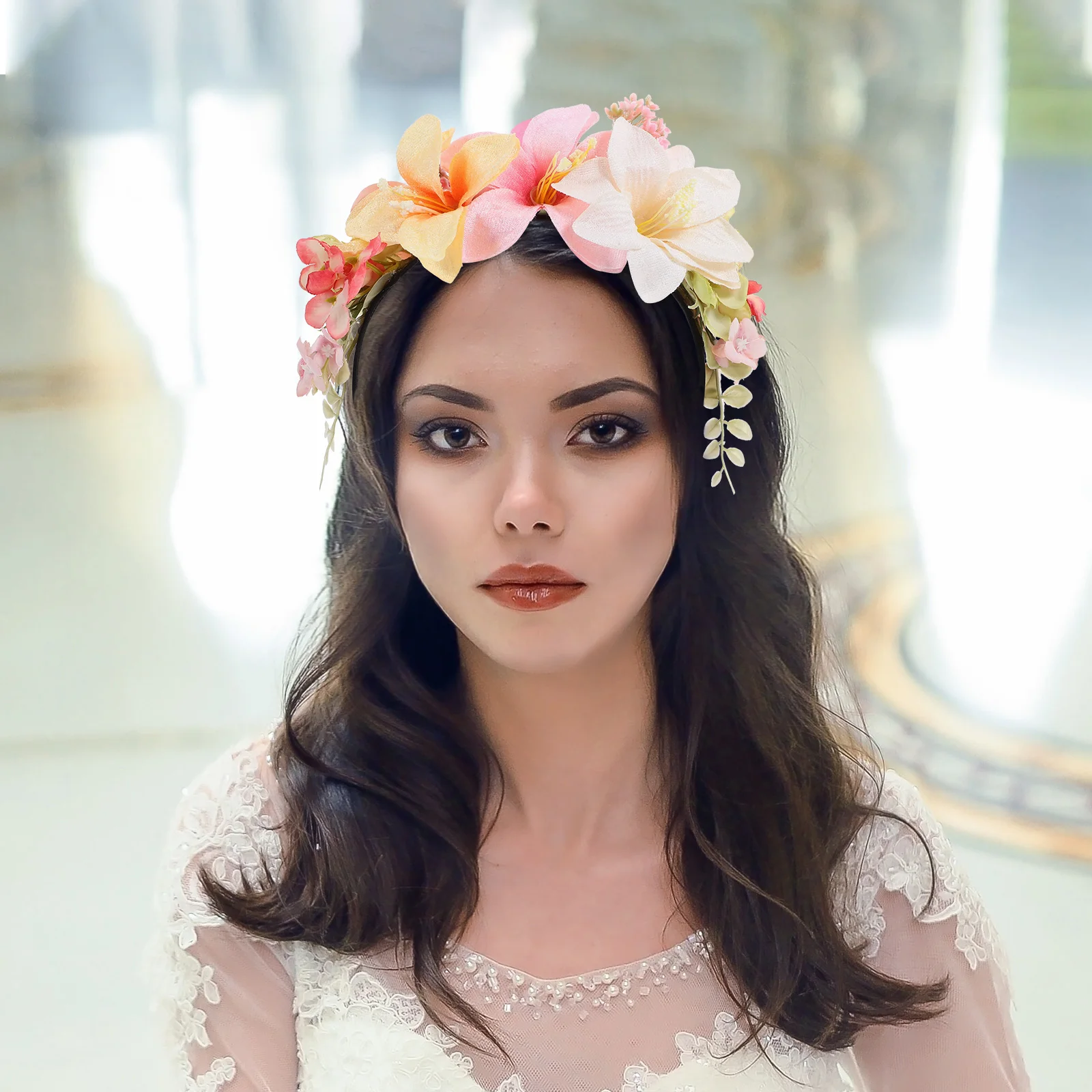 

1pcs Artificial Flower Girls Floral Adults Headbands Bridal Accessories Hair Bands Women Party Photo Props Valentine