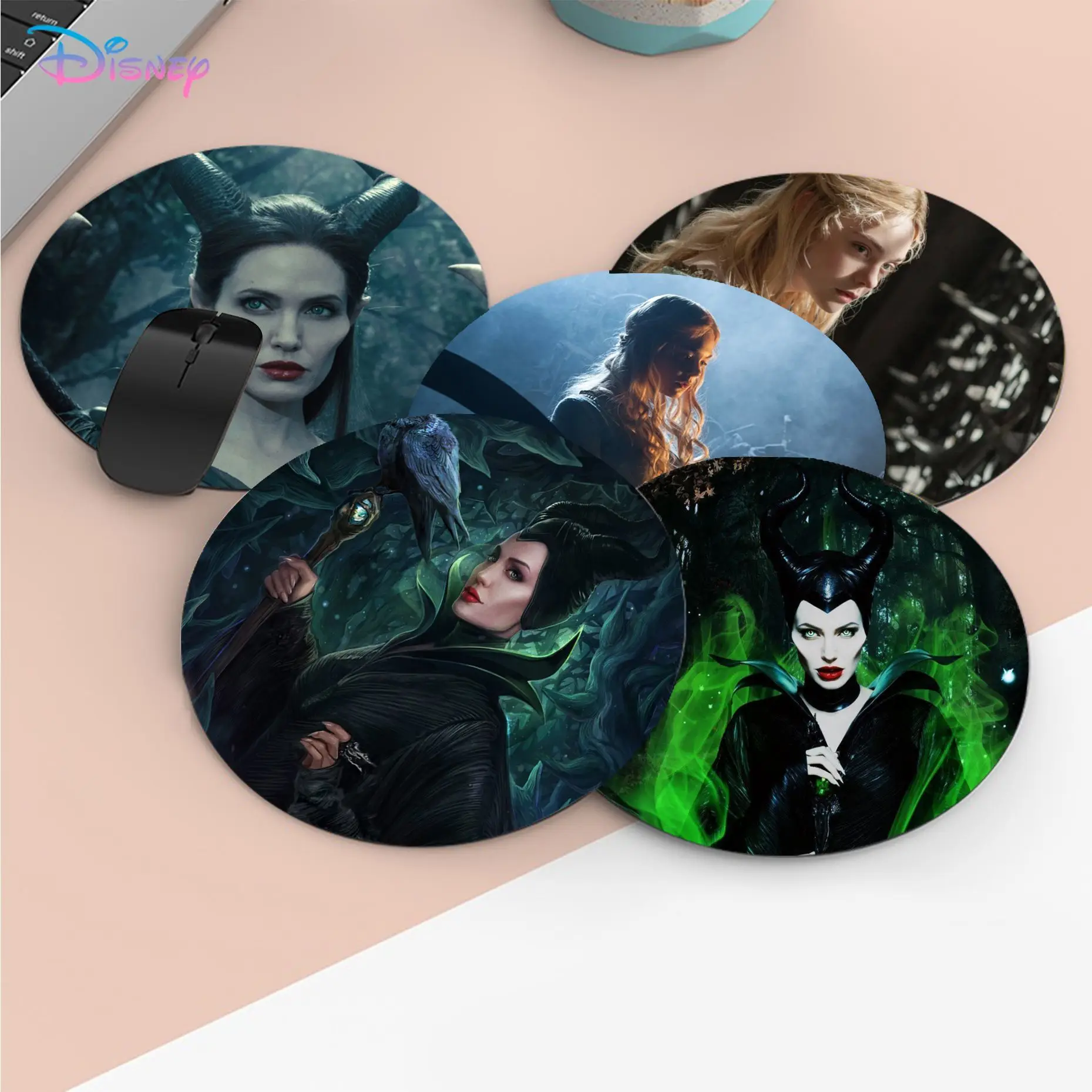 

Disney Maleficent Witch Mousepad Small Round Speed Version Game Computer Keyboard Office Table Mat Laptop Mouse mat Desktop Mat