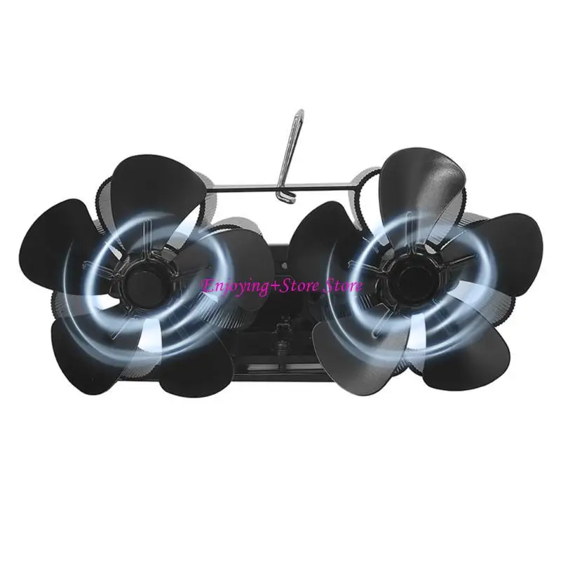 

G6DA 5Blade Heat Powered Stove Fan Home Efficient Heat Distribution Fan Quiet,Eco Friendly Black Stove Fan Saving Energy