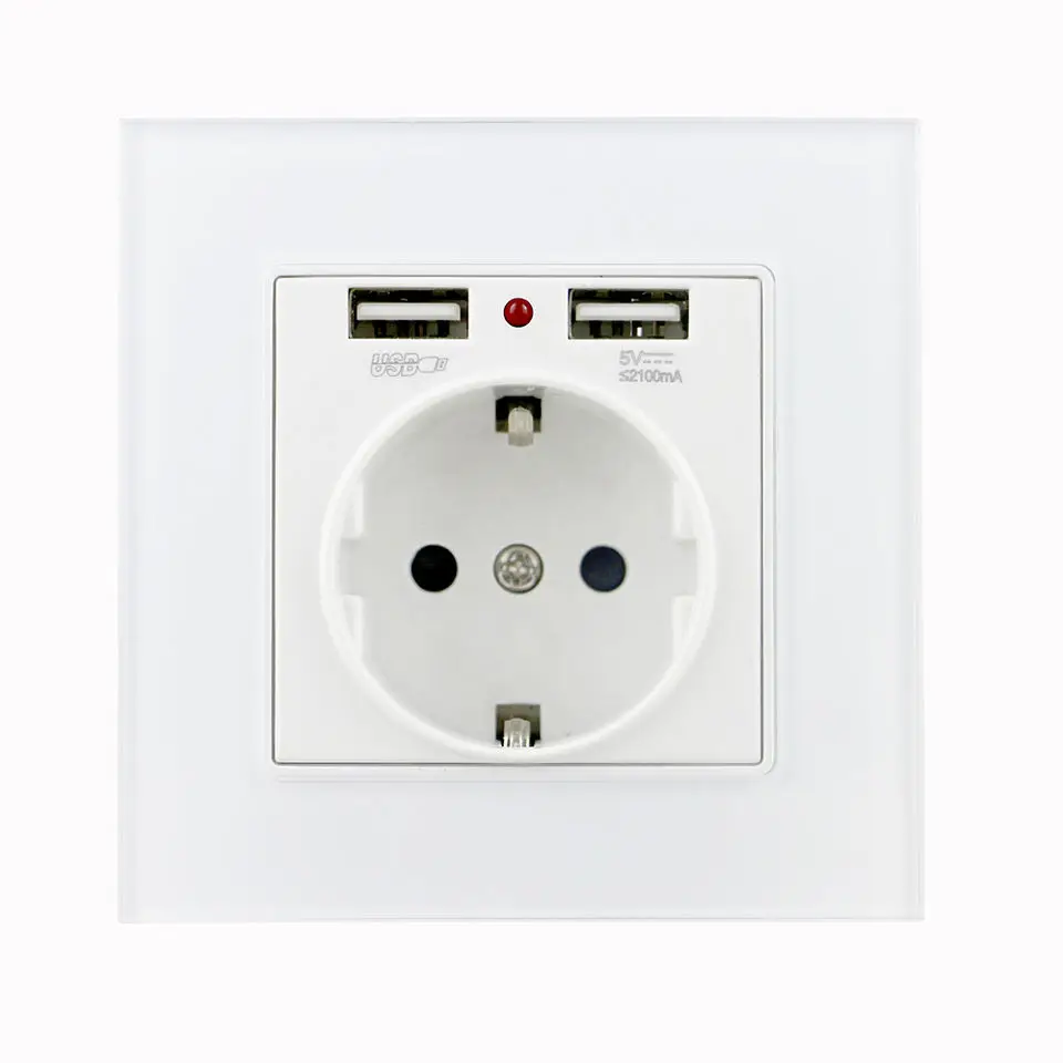 

5 шт., новинка 2023 года, стандарт ЕС, домашняя двойная USB-розетка для зарядки, 16 А, настенная электрическая розетка с номинальным током