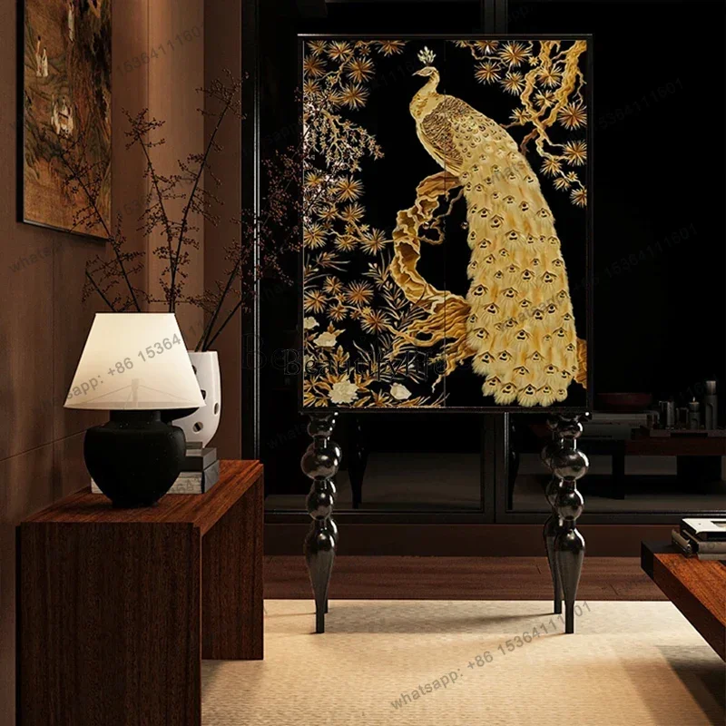 pg45Chinese style retro solid wood tall cabinet enters the door against the wall storage cabinet