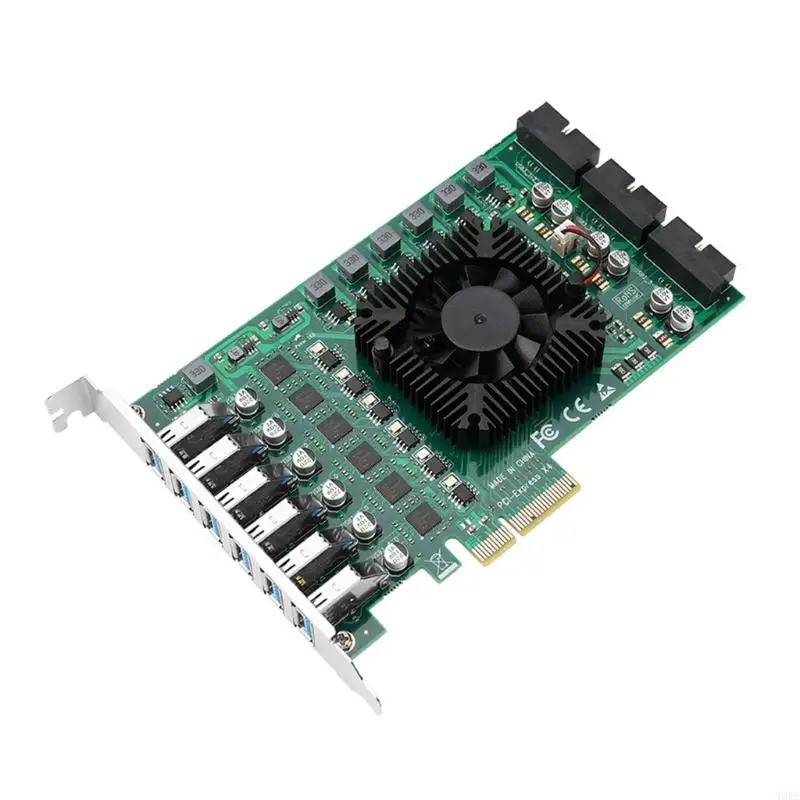 

T3EE USB PCI-E Expansion Card 12 Ports Adapter External Controller PCI for Express to 6 USB 19Pin Slot Power Connector Co