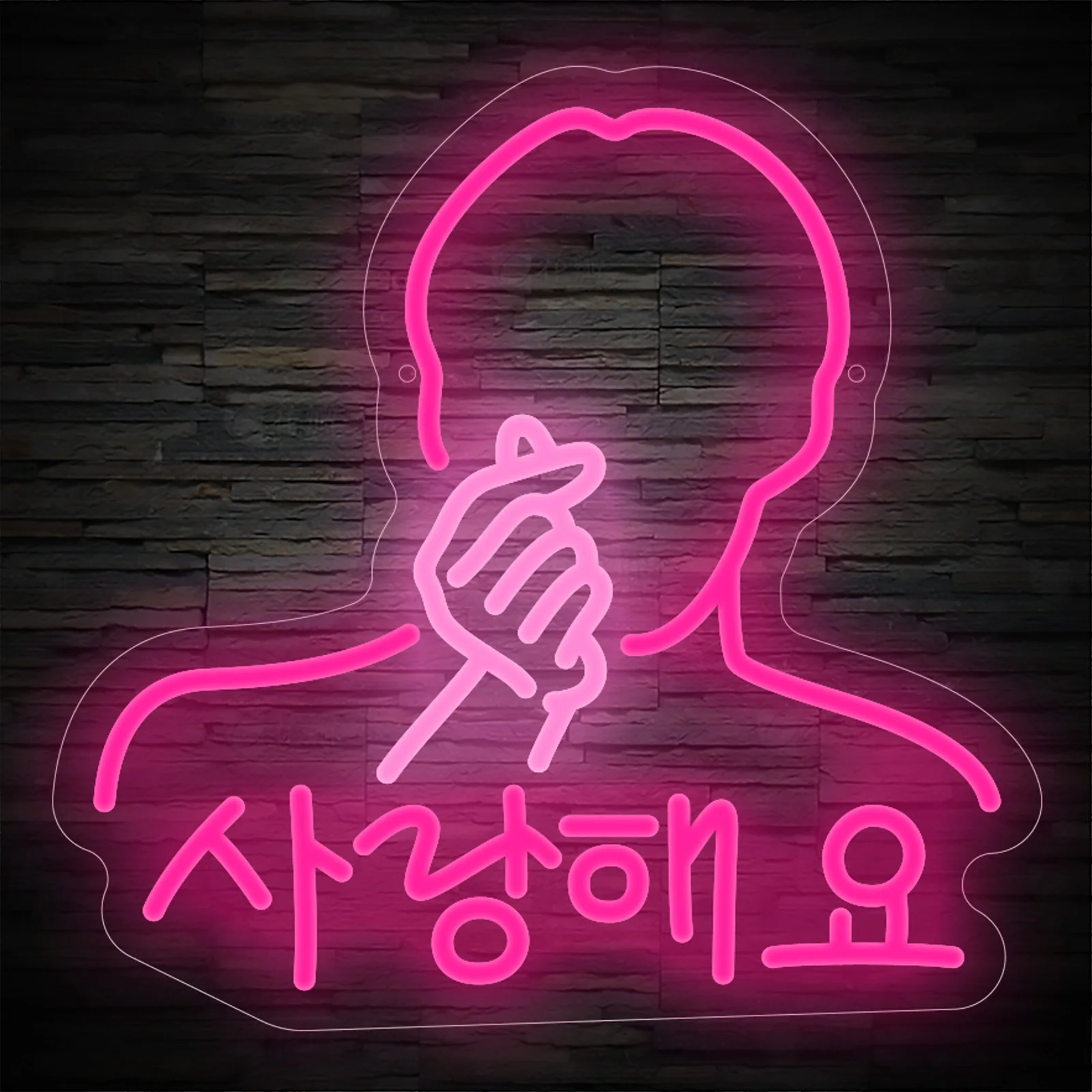 

Saranghae I Love You Korean Neon Sign USB Dimmable Pink Neon Light LED for Bedroom Wedding Party Romantic Wall Light Home Decor