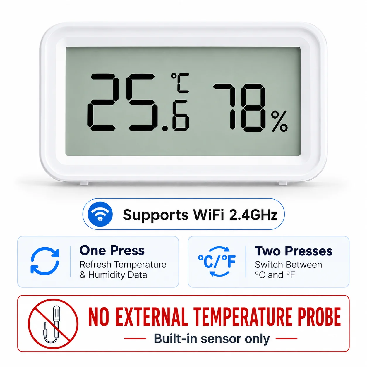 NEUER Tuya WiFi Zigbee Sensor Temperatur- und Feuchtigkeitsmesser mit digitalem LCD-Display, kompatibel mit Smart Life und Google Assistant, mit externem Pro-Modul