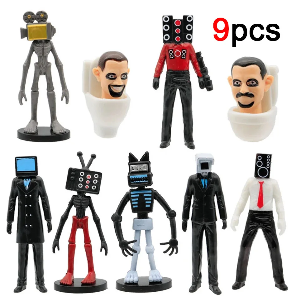 6p 8p 9p 12p Skibidi Toilet Man Figuras Anime Boneca Brinquedos TvMan Titan Cameraman Speakerman Tijolos Modelo Brinquedo Para Criança Presente de Natal