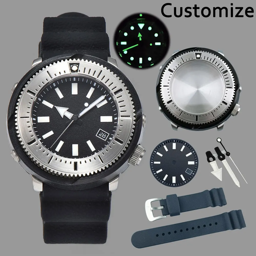 Customized Men's Watch NH35 Automatic Mechanical Movement Waterproof Diving Luminous Watch Case Watch Accessories No Logo