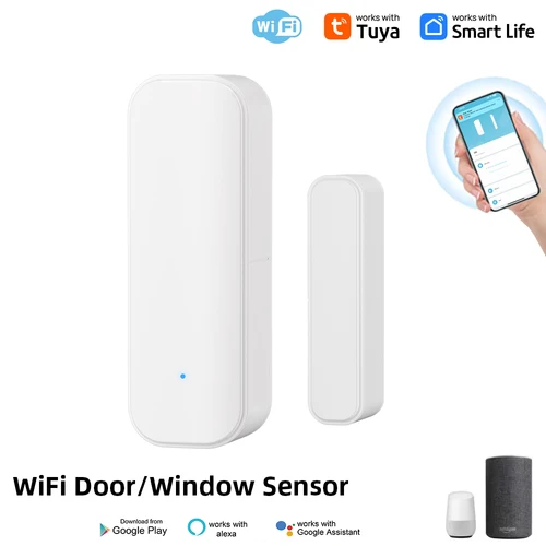 Imagen 2 del producto Tuya-Sensor de puerta Wifi, Sensor de entrada de ventana, alarma antirrobo de seguridad, Sensor de puerta magnético Smart Life, Alexa y Google Home