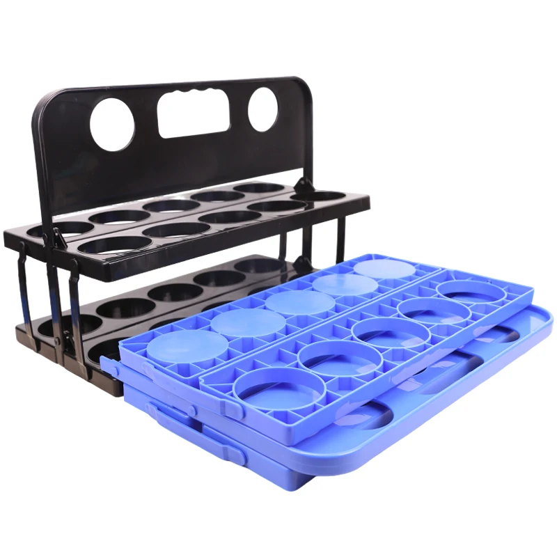 10-Pocket Portable Water Bottle Carrier Foldable Handheld Rack Soccer Training Athlete Team Multi-grid Water Bottle Organizer