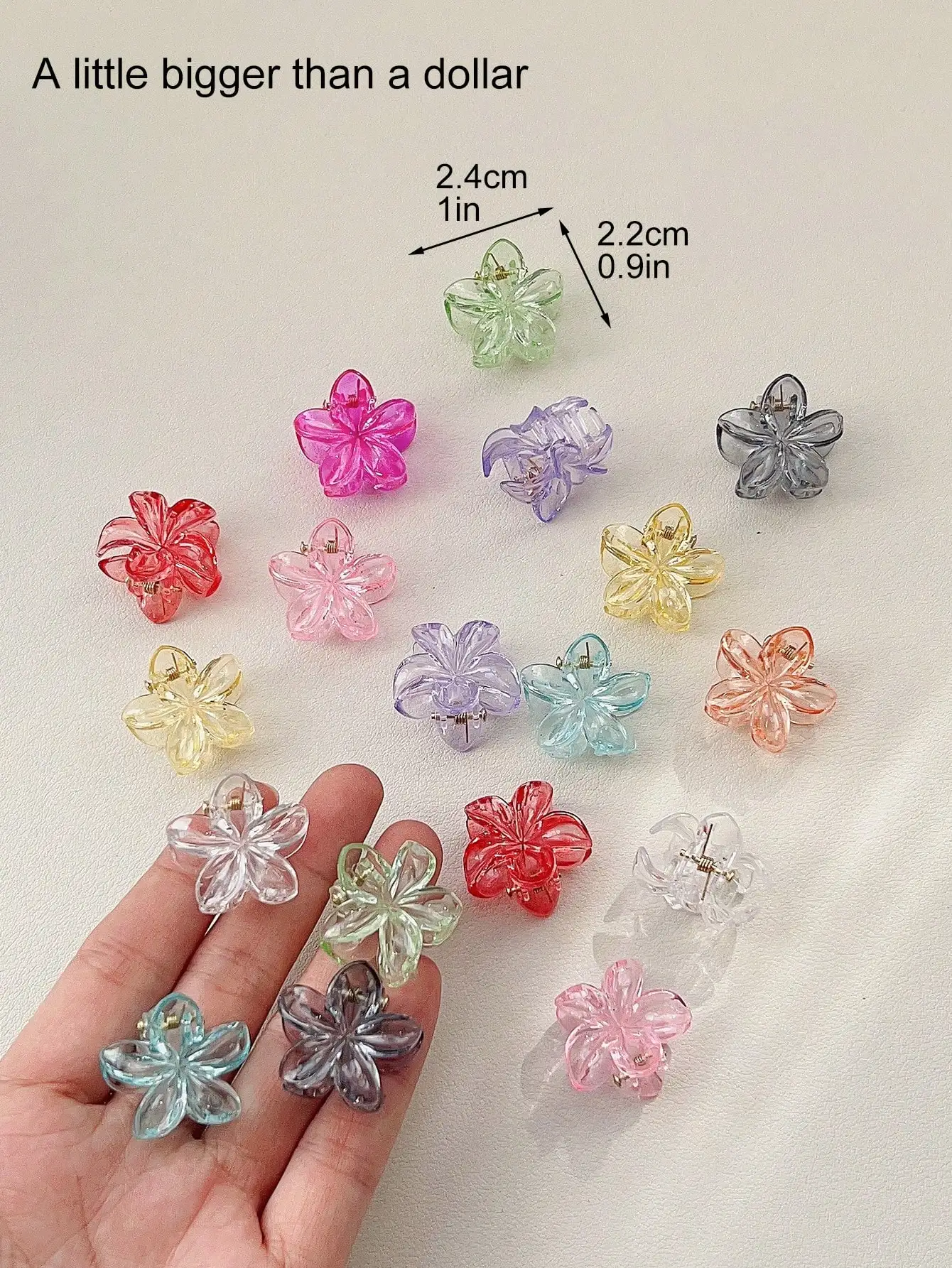 20 Stück neutrale kleine Haarklammern, niedlicher rutschfester Haarschmuck für Frauen und Mädchen, verschiedene Farben, Blumen-Haarspange für dünnes Haar – Detail 19