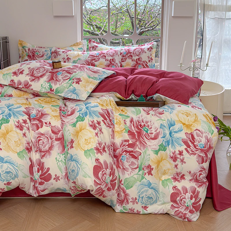 Juego de Ropa de Cama Estilo Pastoral, Juego de Sábanas Suaves, 이불세트, Individual/Queen/King, Juego de Ropa de Cama Hipoalergénica, juego de sábanas completo