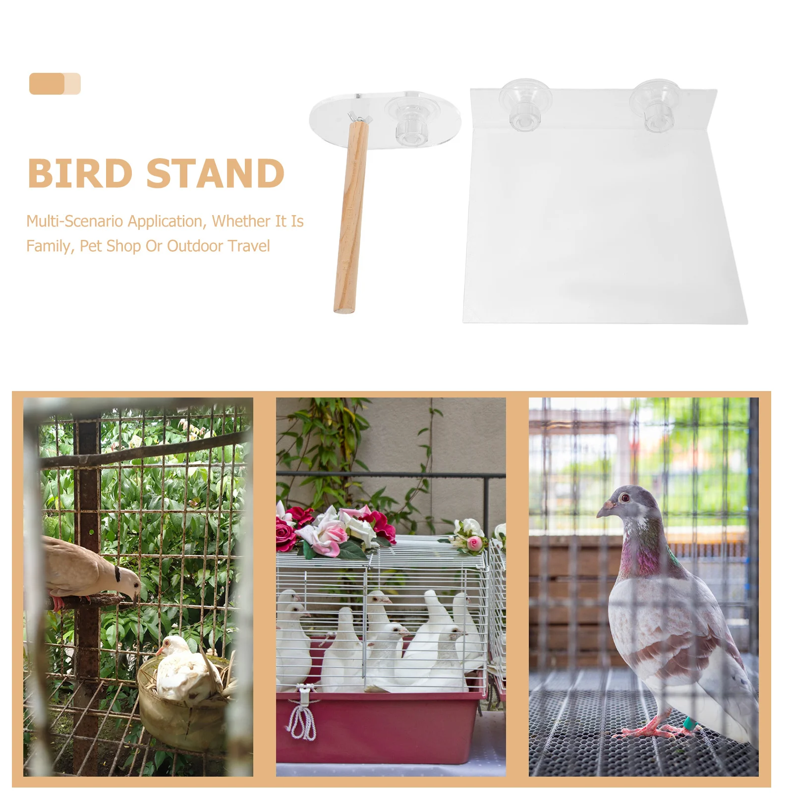 

2pcs Parrot Perch Stand Suction Cup Bird Platform For Window Shower Bath Acrylic Training Perch Portable Use Budgie Cockatiel