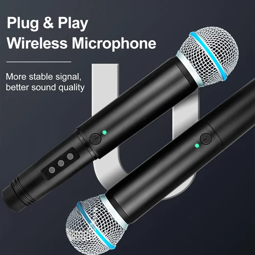 Imagen 2 del producto Micrófono inalámbrico BLX24 de mano y receptor recargable, sistema de micrófono dinámico inalámbrico de 24 horas de uso para karaoke, canto, Iglesia