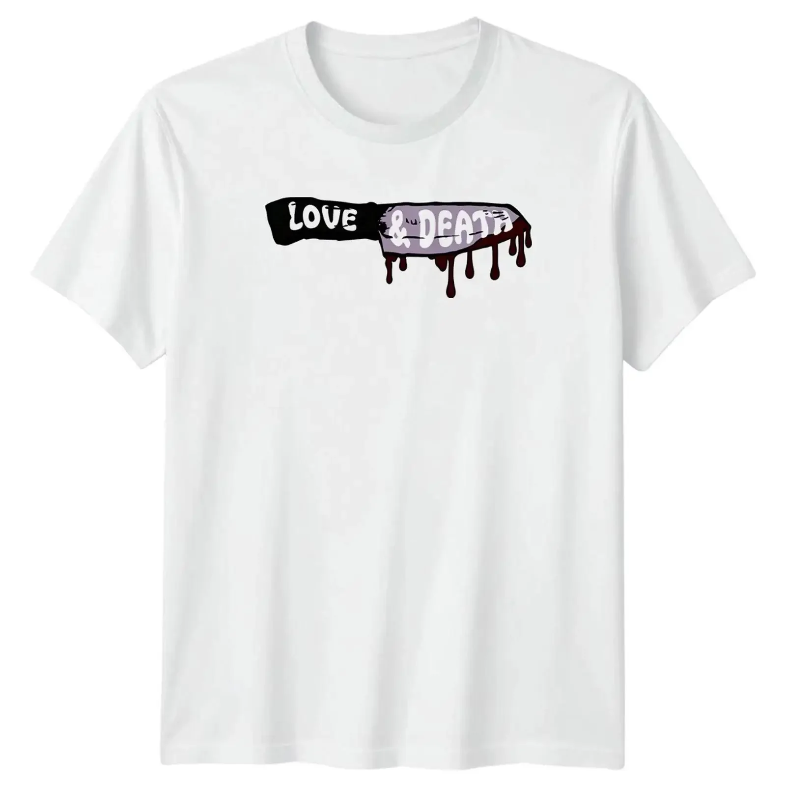 Liebe und Tod T Shirt Goth Horror Ästhetik Geschenk für Sie Ihn vintage Washed streetwear homme Casual Top For Everyday Wear