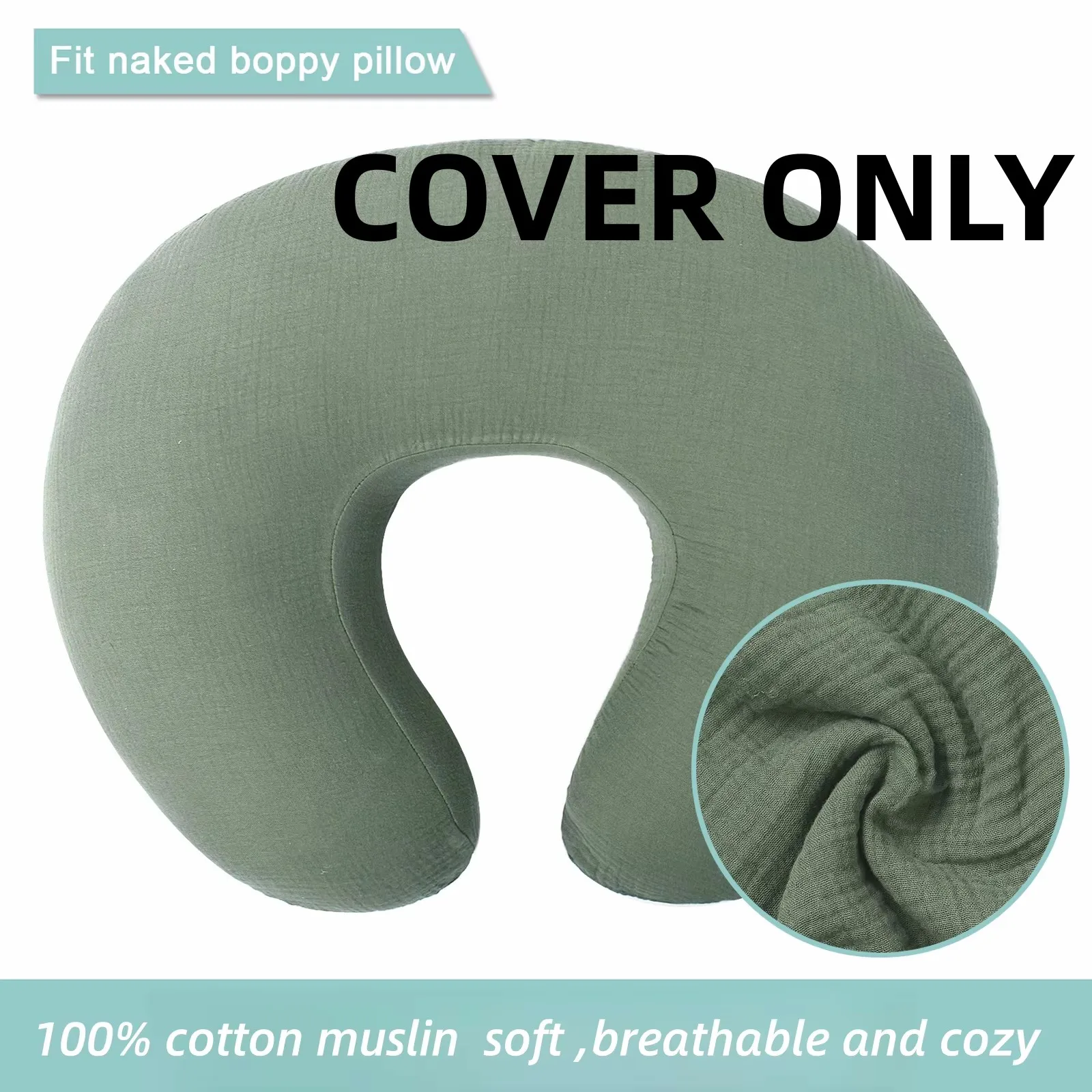 Muslin Baby Nursing Pillow Cover Cotton Breastfeeding Pillow Slipcover Ultra Soft Snug Fits On Newborn Nursing Pillow