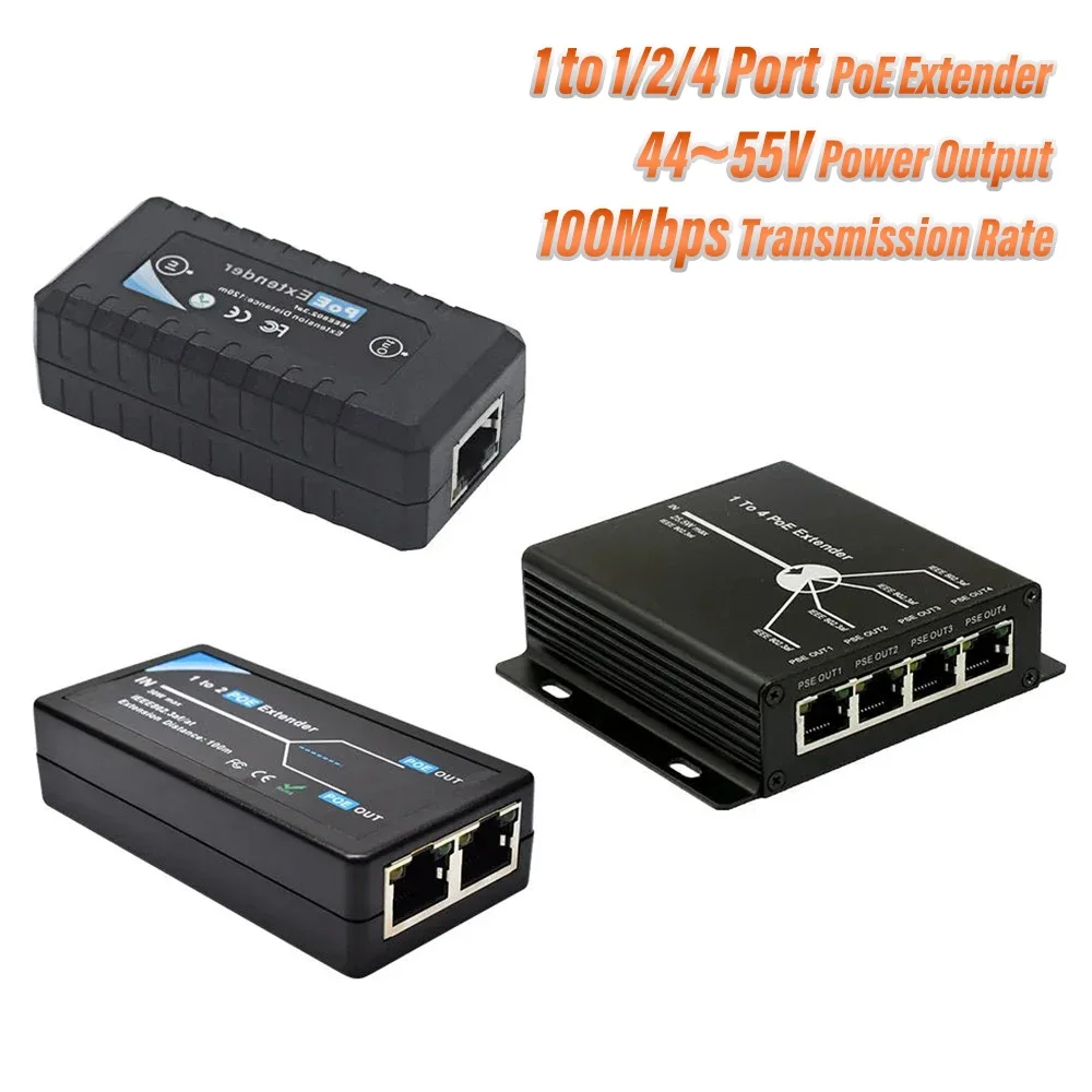 PEGATAH 1 /2/ 4 Port PoE Extender IEEE802.3af poe extender for ip port max extend 120m transmission extender for ip camera
