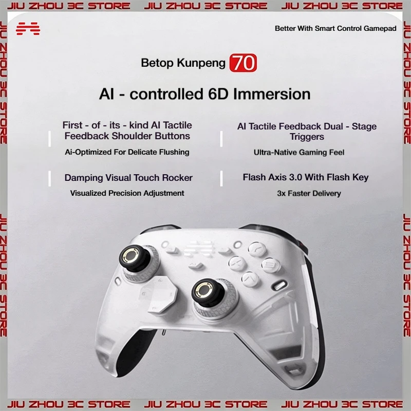 BEITONG Kunpeng 70 AI Elite Wireless Gamepad 6D Vibration Haptic Dual Triggers Optical Switch RGB Dock PC Gaming Controller