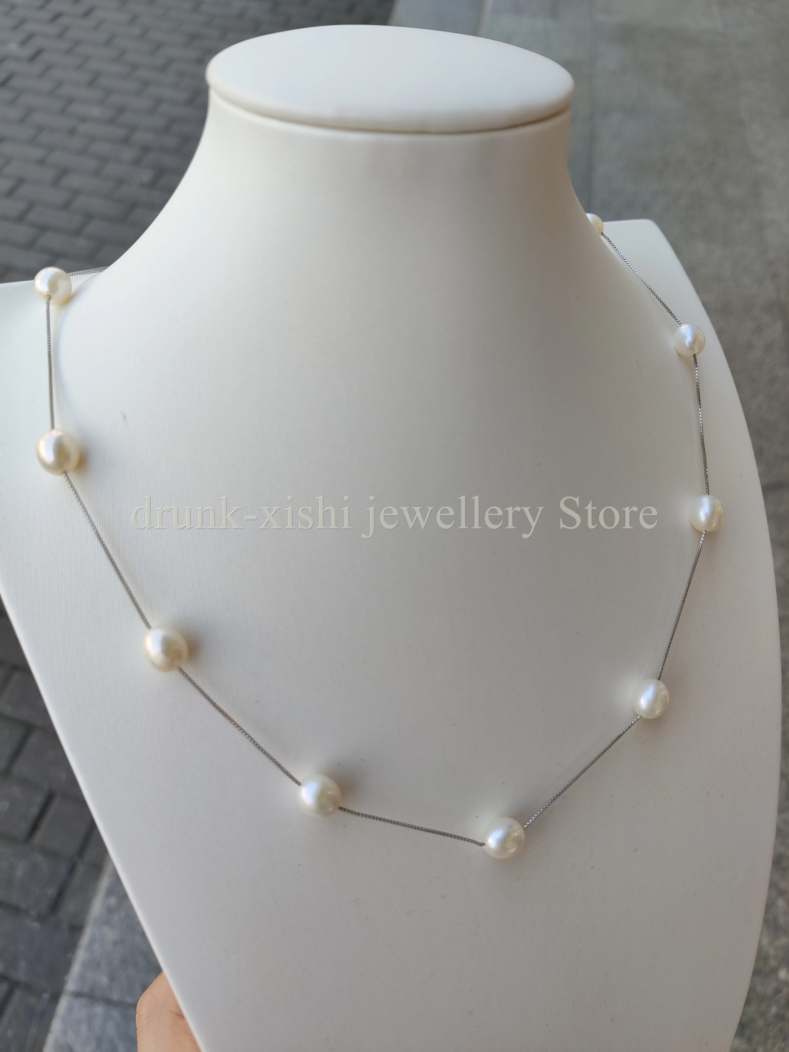 Timeless Real Photos AAA+ 7-8mm South Sea White Pearl Pendant Necklace 18 Inch Daily Wear For Girl's Gift Free Shipping