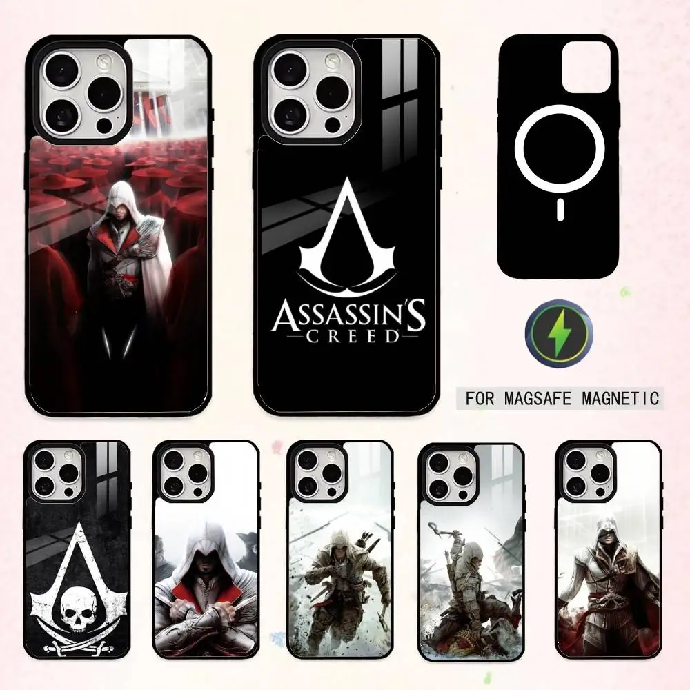 Funda para Teléfono GAME A-Assassins C-Creed para iPhone 17, 16, 15, 14, 13, 12, 11 Plus, Pro Max, Magnética para Carga Inalámbrica Magsafe