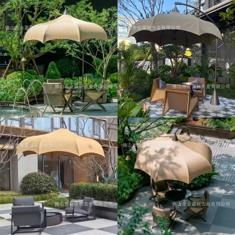 Large Arc Patio Umbrella Watermelon Top Roman Parasol for Villa Courtyard Cafe Restaurant Outdoor Shade