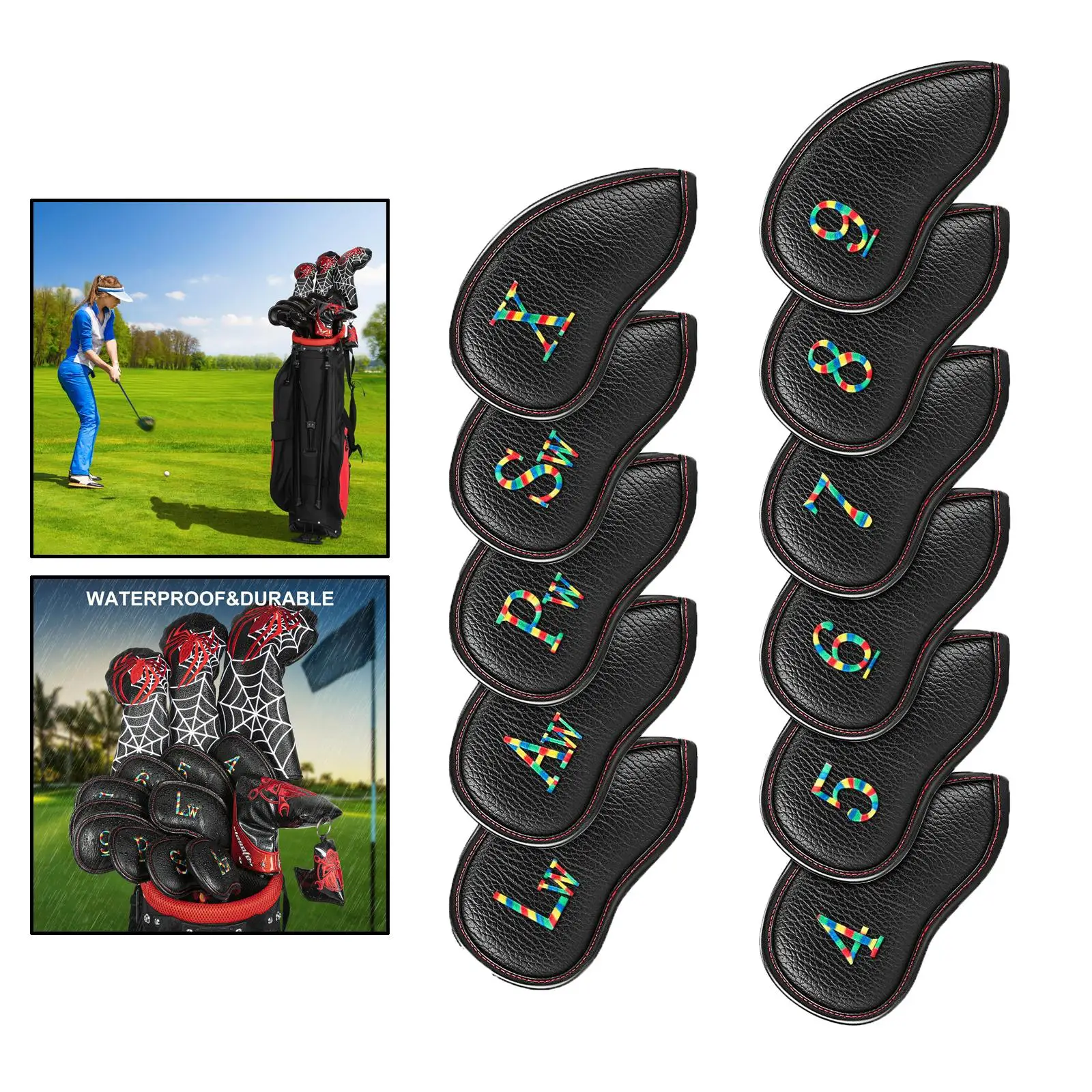 11PCS/Set Golf Iron with Leather Hybrid Club covers for head Deluxe