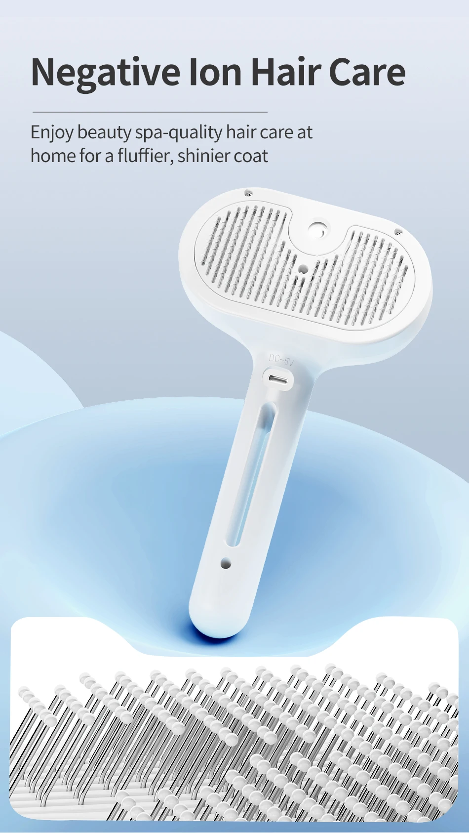 ROJECO Haustier Spray Haar Kamm Professionelle Elektrische Haarglätter Kamm Bürste Für Katze Haustier Massage Kamm Dampf Pinsel Für Haarpflege – Detail 8