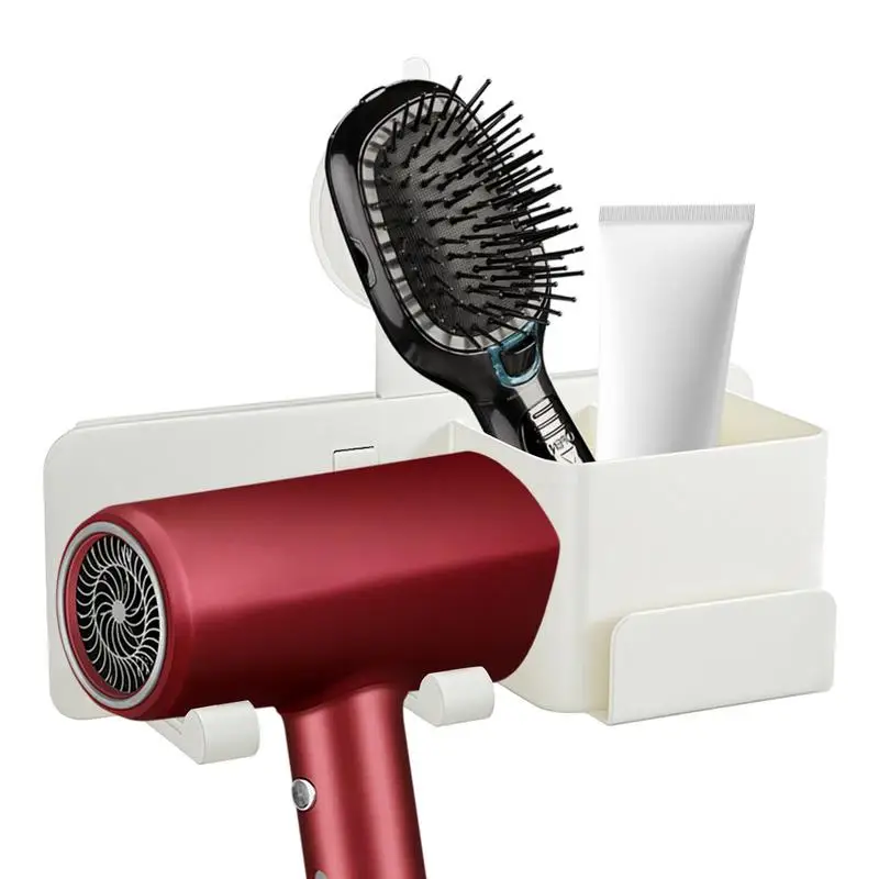 

Hair Dryer Holder Suction Wall Mount Blow Dryer Holder Bathroom Accessories Multifunctional Space-Saving Organizer Stand For