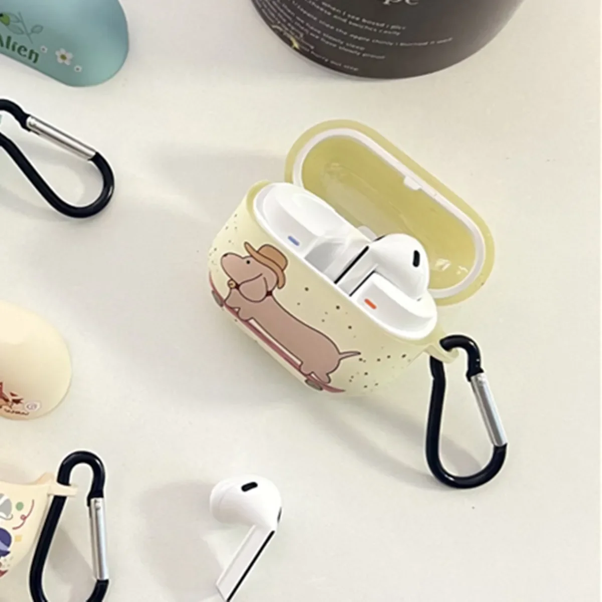 Совместим с Samsung Galaxy Buds 3/Buds 3 Pro, чехол-бутон с милой мультяшной собакой и брелоком, противоударный чехол для наушников