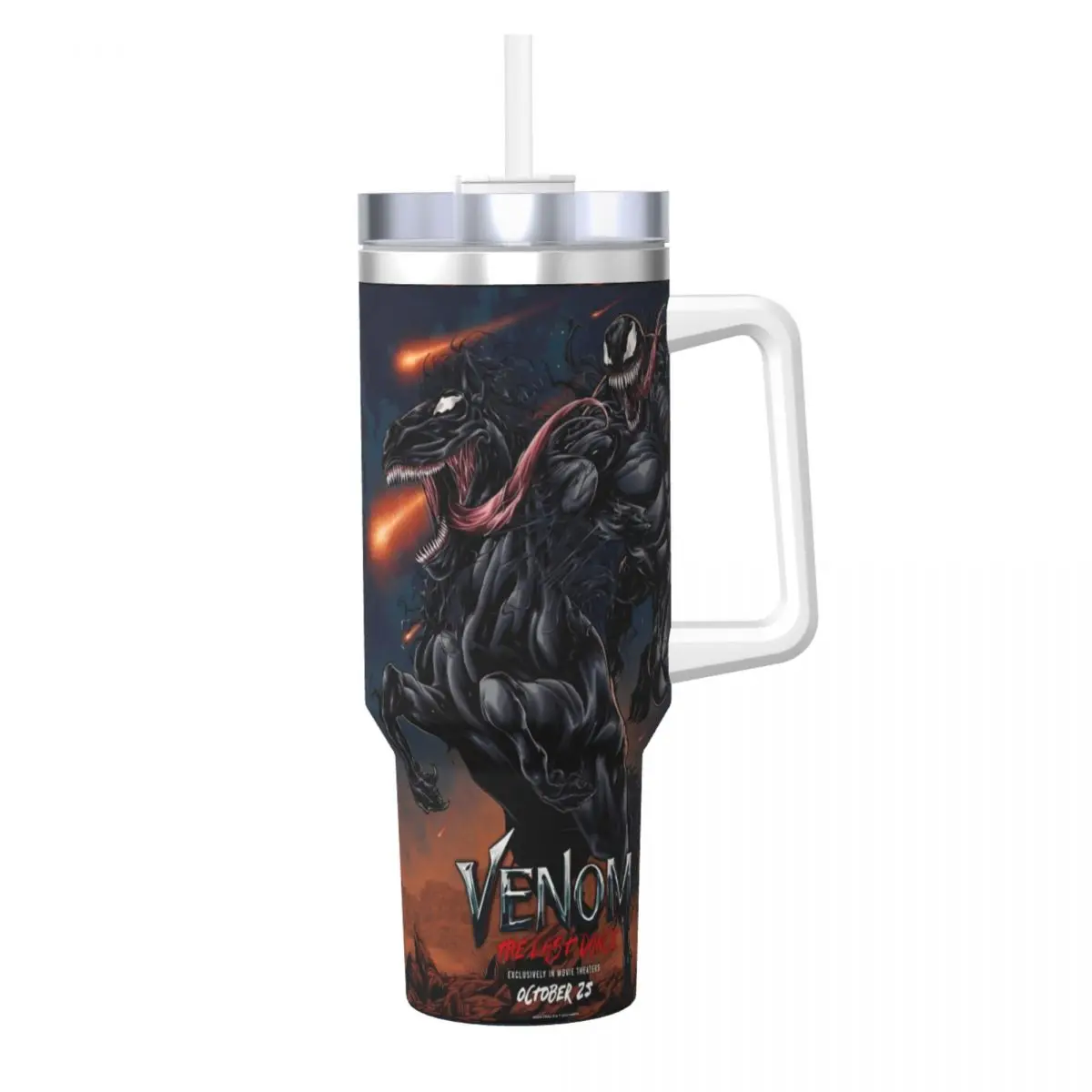 

Stainless Steel Tumbler VENOM Car Mugs With Straws Travel Cold Drink Water Bottle Heat Preservation Large Capacity Thermal Cups