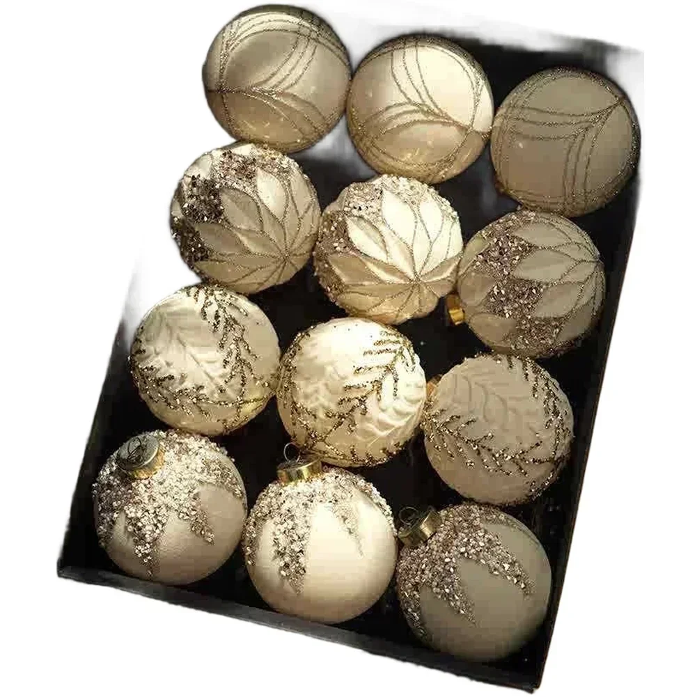 

Flocked Christmas Tree Ornaments 12 Piece Set with Soft Plush Texture and Creative Shapes for Elegant Seasonal Decoration