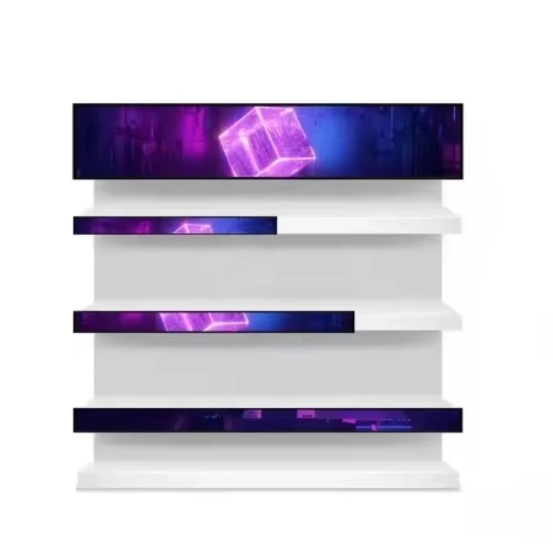 

Screen Stretch bar LCD Store Shelf Stretch 23.1 24 28 36 37 43 Inch Super Wide Supermarket Shelf Sign Advertising Display
