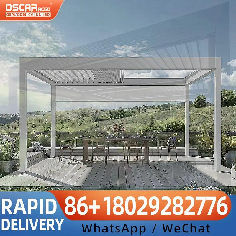 

10x20 Биоклиматическая регулируемая жалюзированная алюминиевая ручная садовая беседка с рукояткой для балкона в европейском беседке