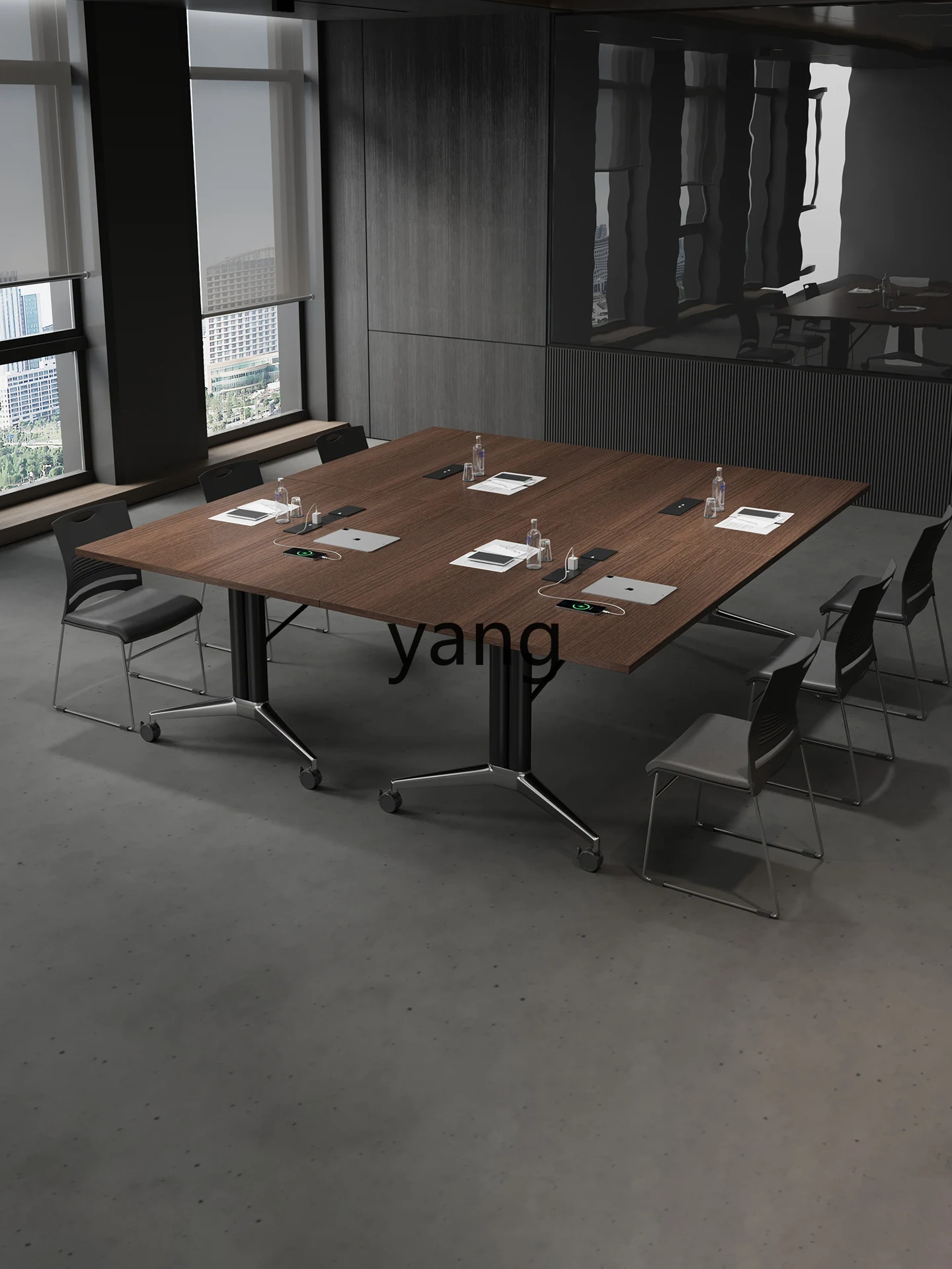 LMM folding conference table movable splicing office reception negotiation bar table light luxury high sense