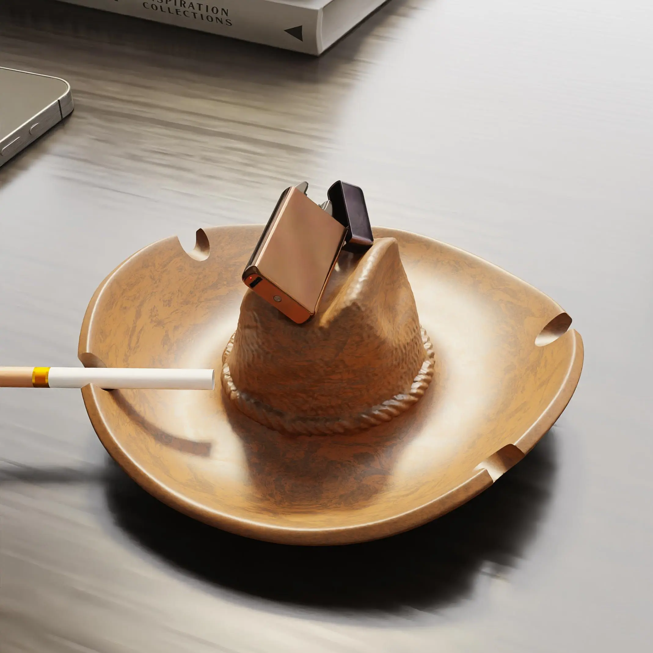 

Western cowboy hat decorative ashtray - creative desktop ornament, anti-flying ash, stylish ashtray - perfect gift for boyfriend