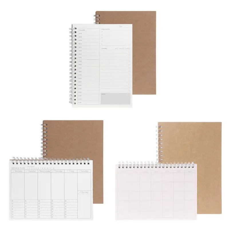 Planner Book Monthly Weekly  Agenda Schedule Blank  DIY Study Notebook D5QC