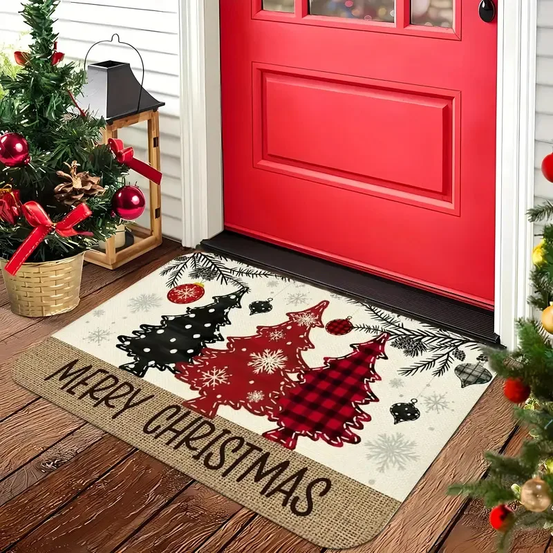 Christmas Gnome Welcome Doormat Winter Xmas Tree Non-slip Floor Mat Bedroom Kitchen Bath Balcony Hallway Rugs Home Decor Carpet