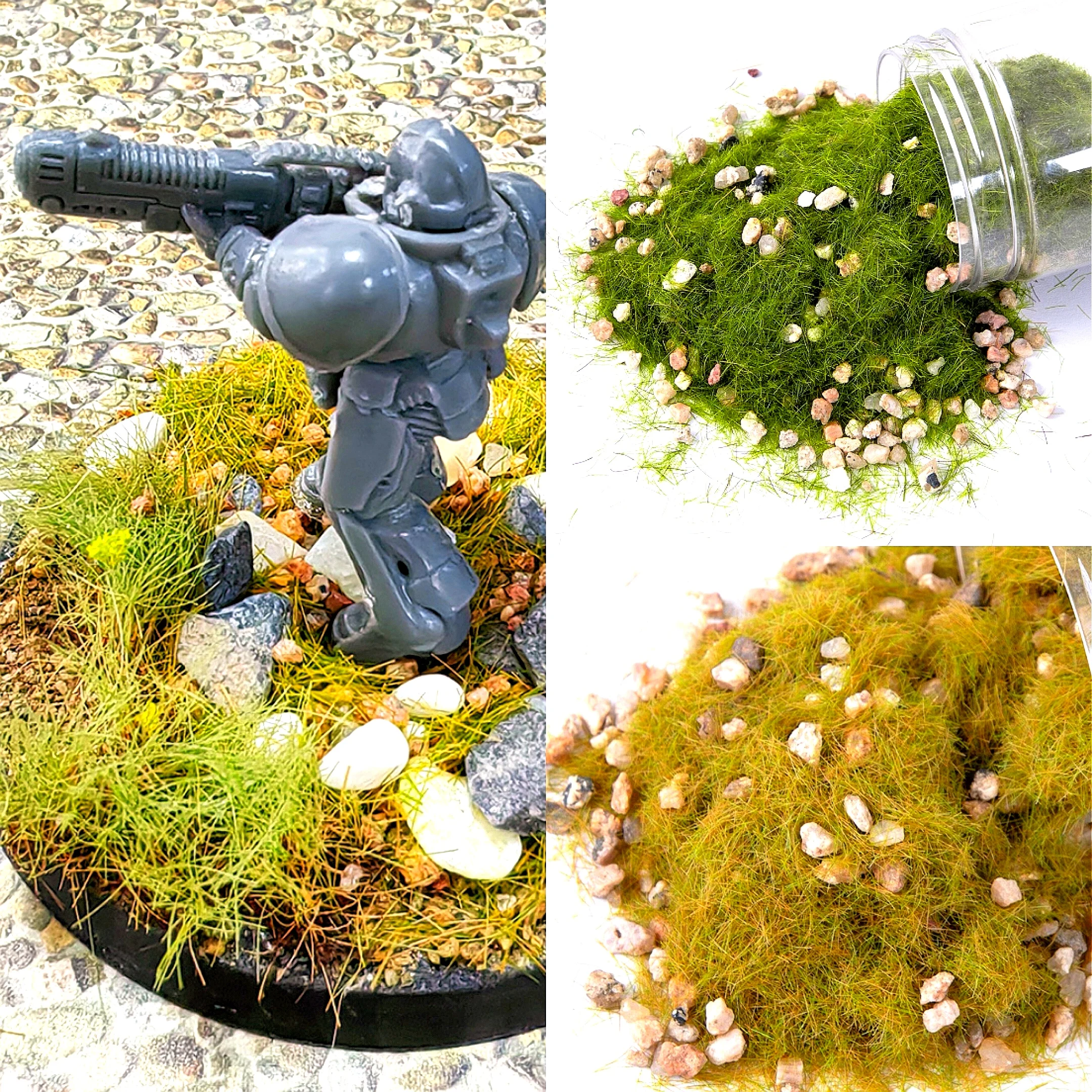 หญ้าเทียมขนาดเล็ก 50 กรัม/ถุง พร้อมหิน สำหรับชุดจำลองสถานการณ์สงคราม สำหรับงาน HO OO N รถไฟจำลอง/ฉากทหาร/ไดโอรามา